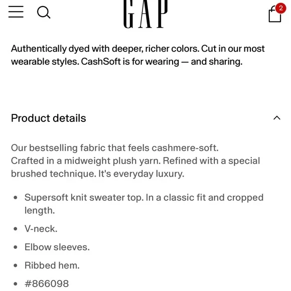 Black V-Neck Crop Short Sleeve Sweater - GAP - Picture 5 of 8